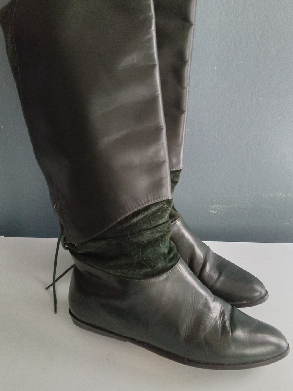 Flings Limited Edition Women’s Over-the-Knee Leather Boots in Dark Green Size  8